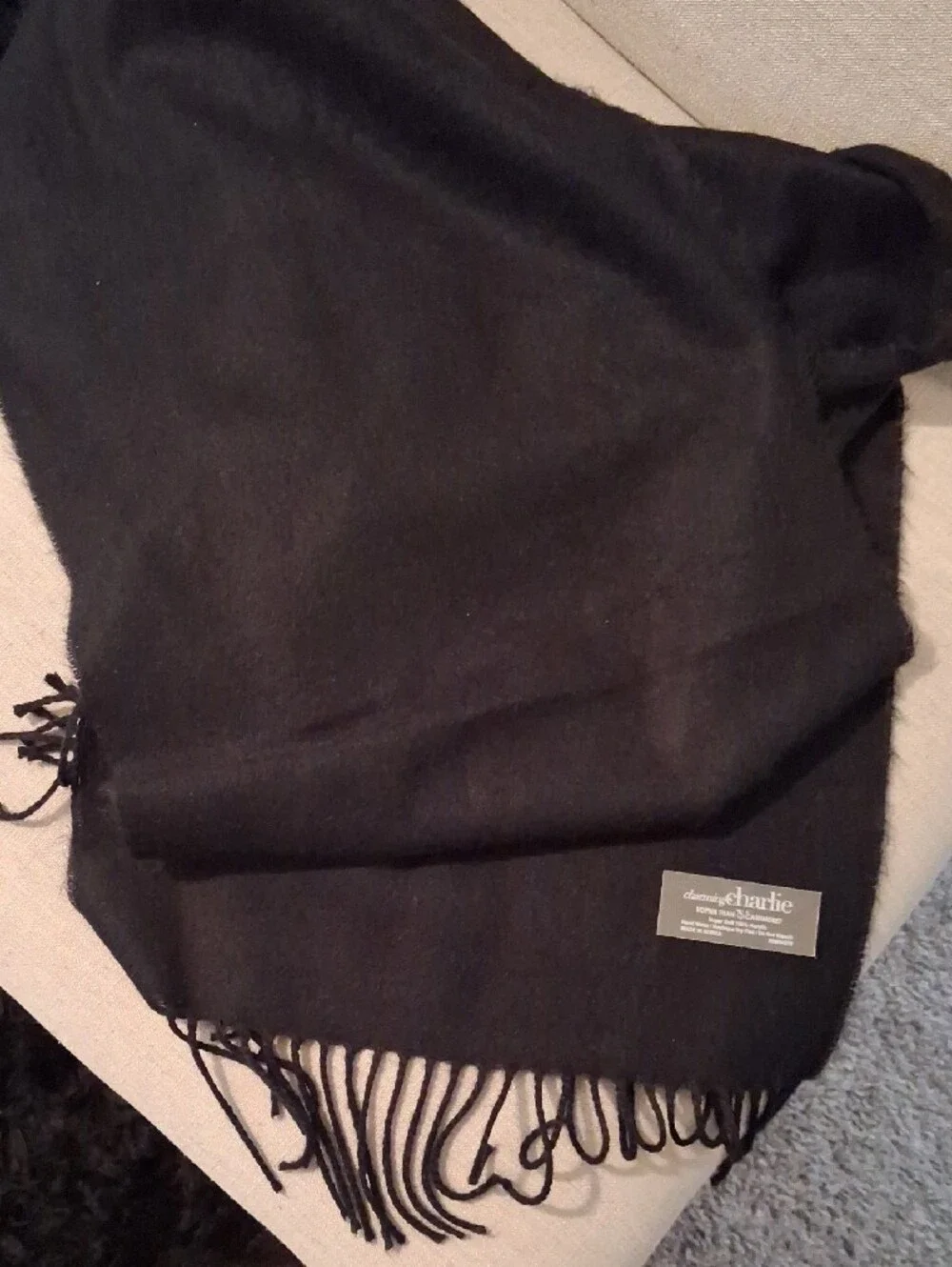 Charming Charlie Black Fringe Scarf